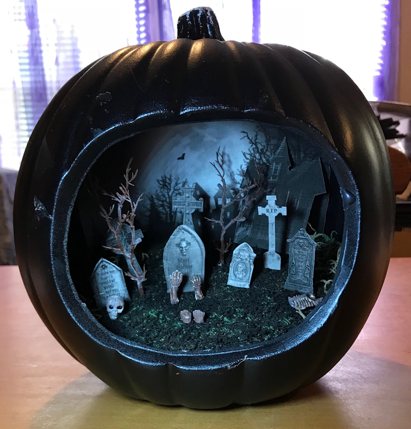 Cemetery in a Pumpkin Miniature Diorama